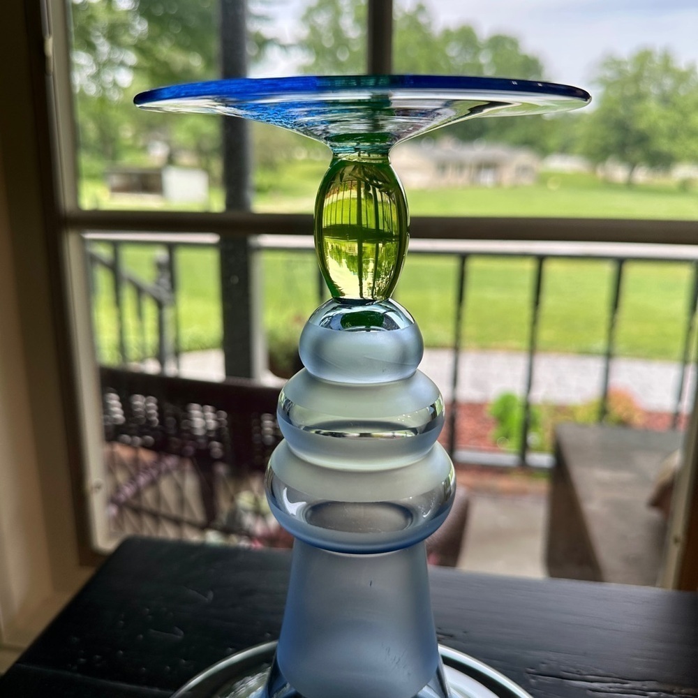 MURANO GLASS, COLORFUL VASE IN LIGHT BLUE WITH FROSTED EFFECT. URANIUM GLASS - Picture 10 of 12